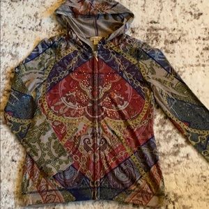 One world zip cardigan w/hood